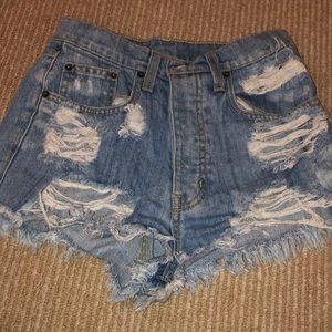 Denim shorts with rips